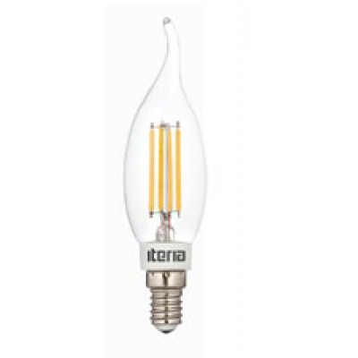 Лампа Iteria Свеча на ветру 5W 4100K E14 прозрачная филаментная